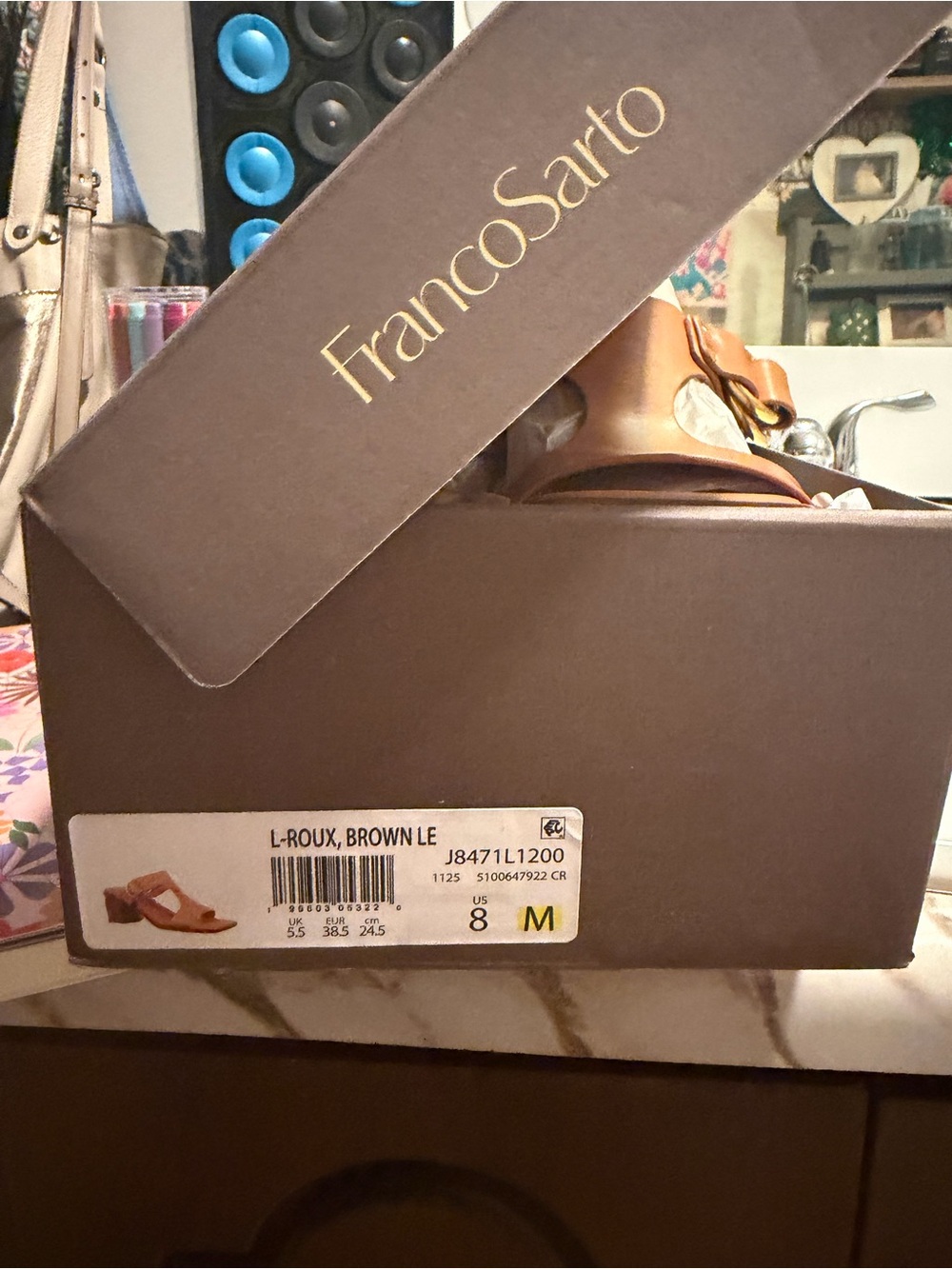 Franco Sarto Tan/Brown Leather Wedge Sandals